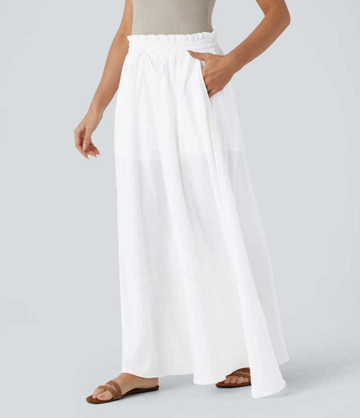 Heidi - Frill Drawstring 2-in-1 Wide Leg Pants