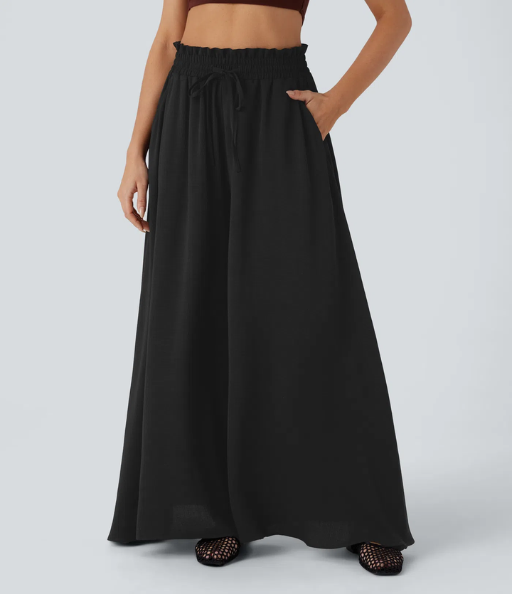 Heidi - Frill Drawstring 2-in-1 Wide Leg Pants