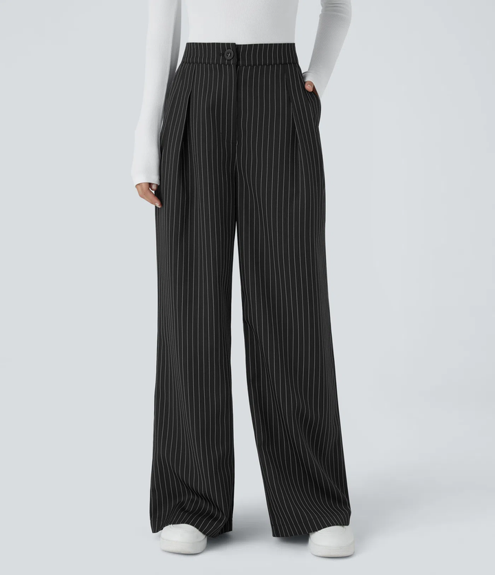 Wendy -  Wide Leg Striped Work Pants
