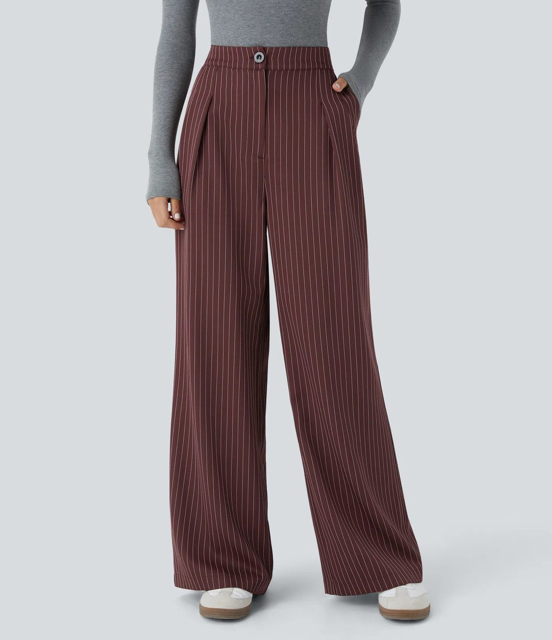Wendy -  Wide Leg Striped Work Pants
