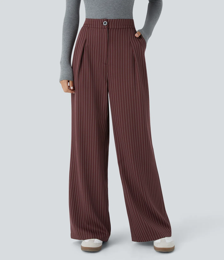 Wendy -  Wide Leg Striped Work Pants