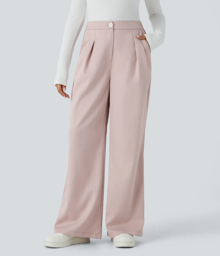 Wendy -  Wide Leg Striped Work Pants