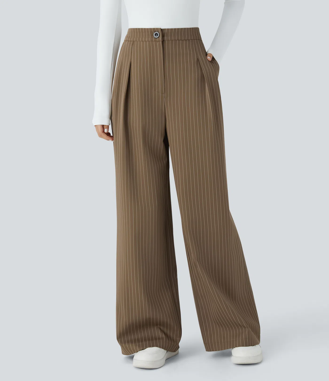 Wendy -  Wide Leg Striped Work Pants