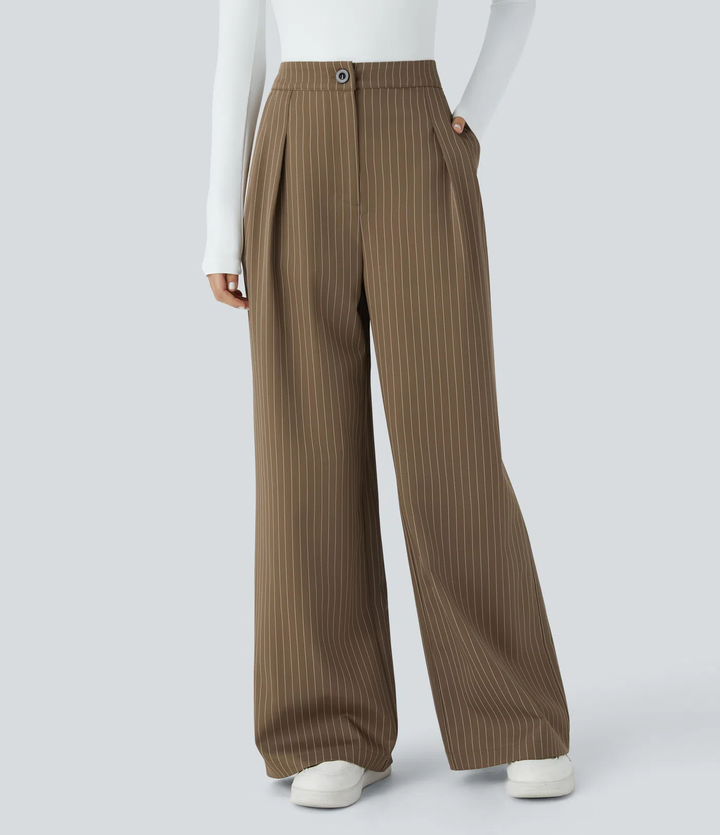 Wendy -  Wide Leg Striped Work Pants