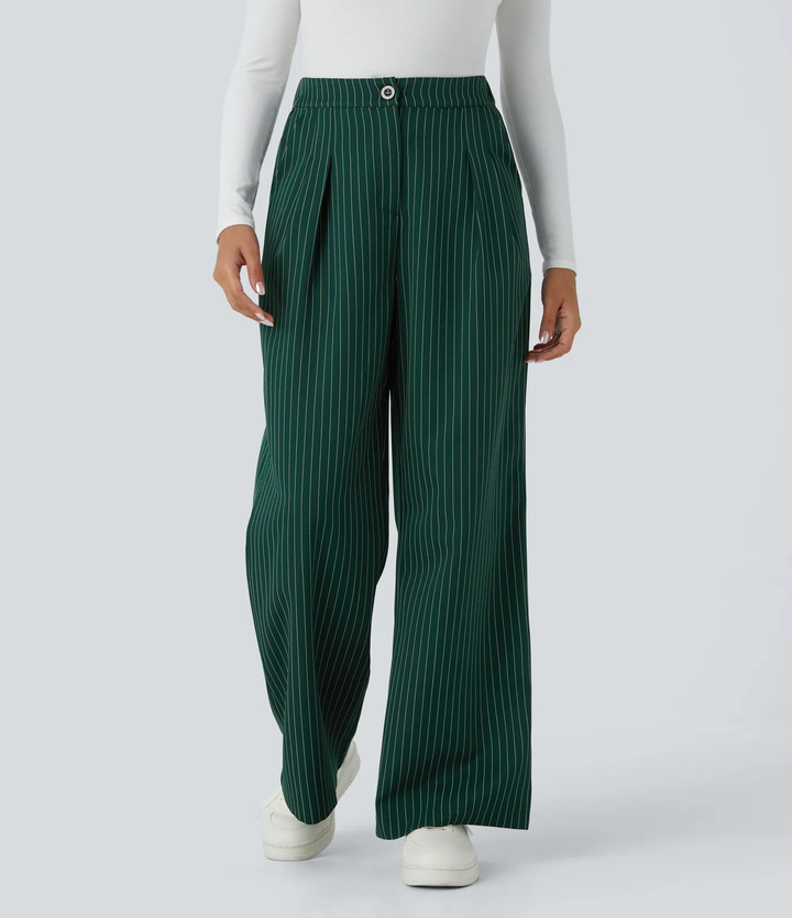 Wendy -  Wide Leg Striped Work Pants