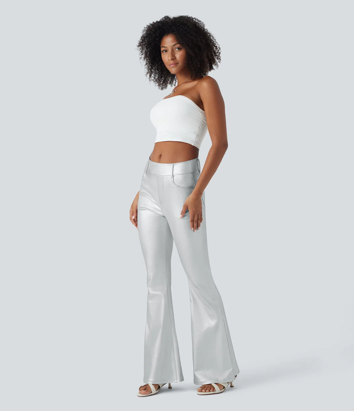 Karina - Metallic Casual Flare Pants